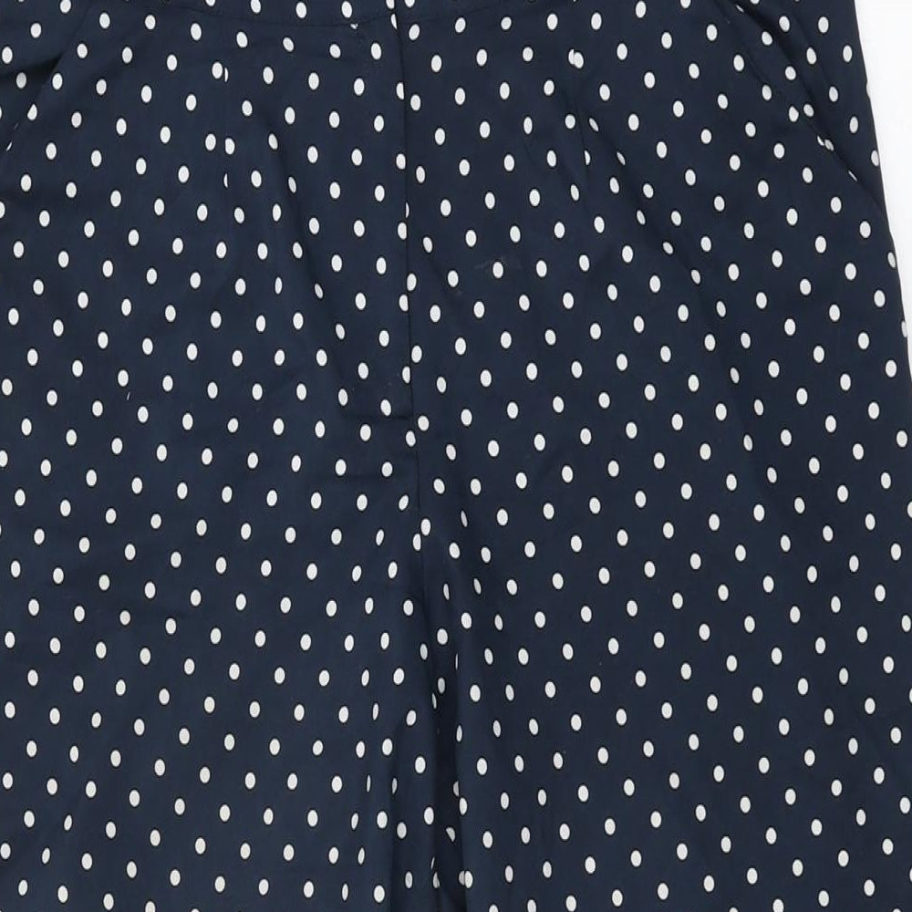 Miss Selfridge Womens Blue Polka Dot Polyester Trousers Size 10 L25 in Regular Zip