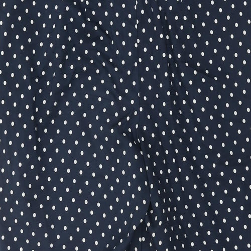 Miss Selfridge Womens Blue Polka Dot Polyester Trousers Size 10 L25 in Regular Zip