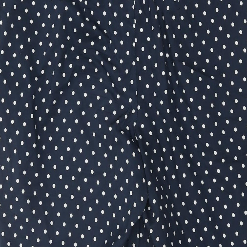 Miss Selfridge Womens Blue Polka Dot Polyester Trousers Size 10 L25 in Regular Zip