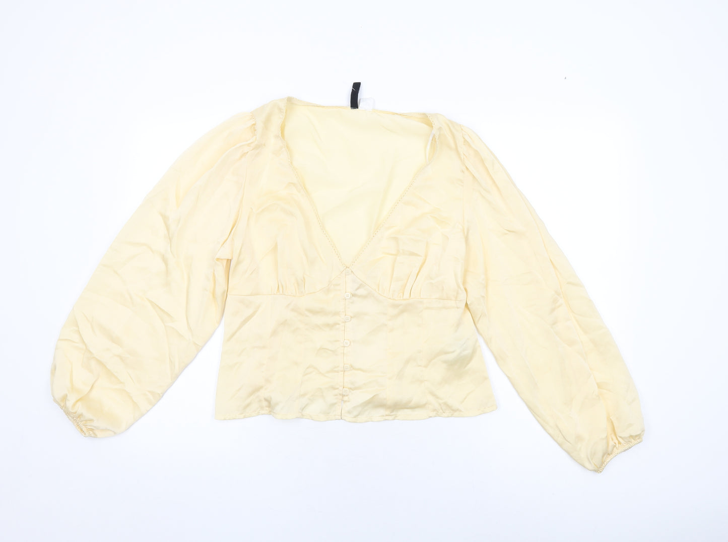 H&M Womens Ivory Polyester Basic Blouse Size L V-Neck