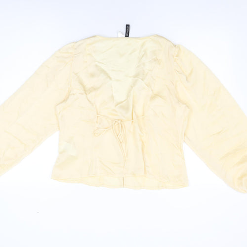 H&M Womens Ivory Polyester Basic Blouse Size L V-Neck