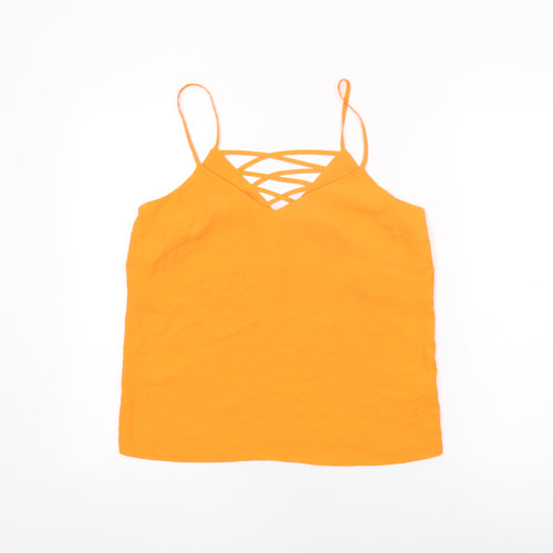New Look Womens Orange Polyester Camisole T-Shirt Size 8 V-Neck