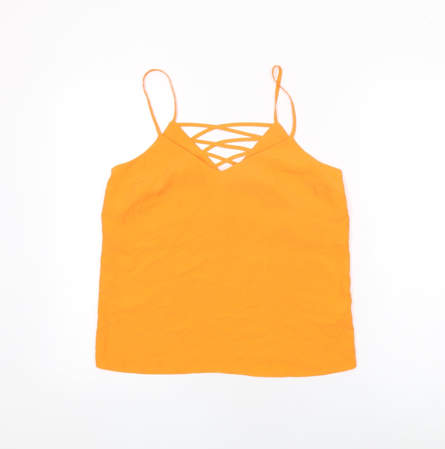 New Look Womens Orange Polyester Camisole T-Shirt Size 8 V-Neck