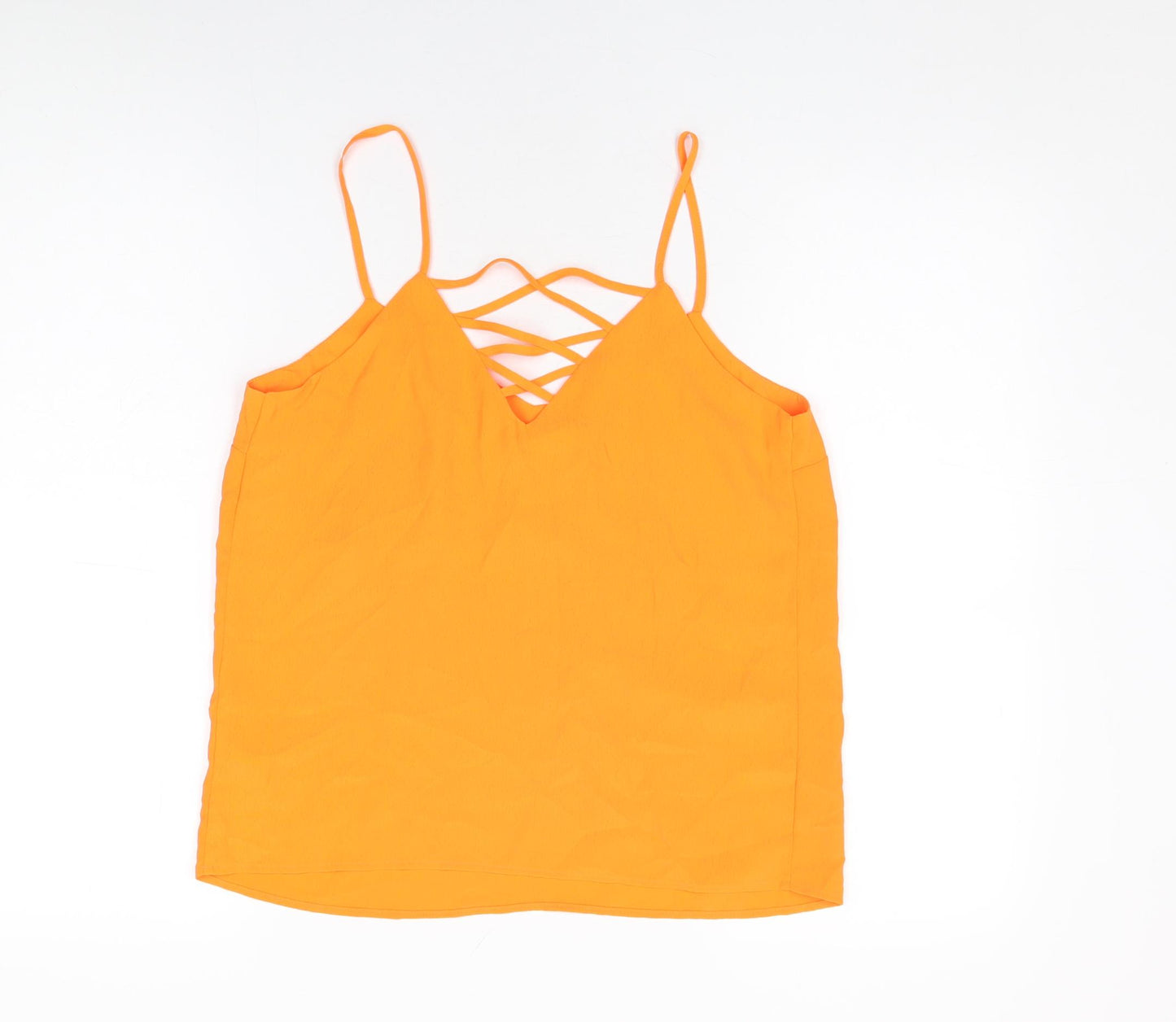 New Look Womens Orange Polyester Camisole T-Shirt Size 8 V-Neck
