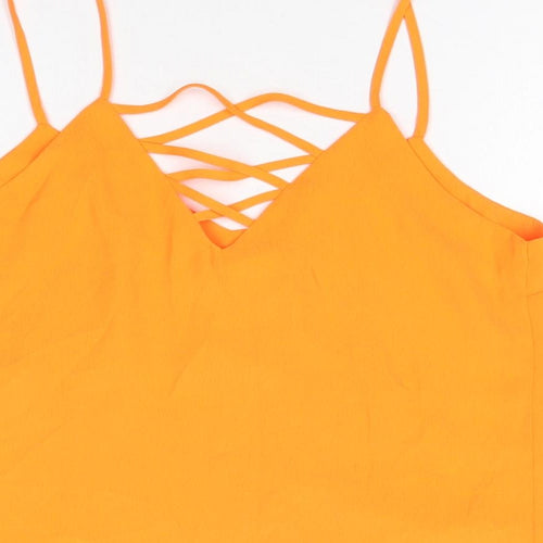New Look Womens Orange Polyester Camisole T-Shirt Size 8 V-Neck