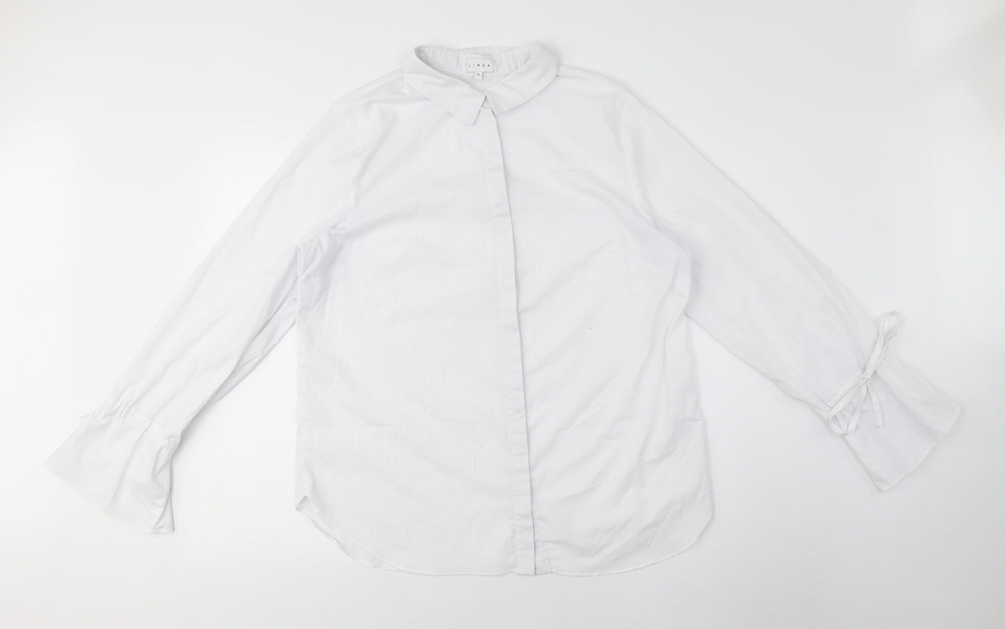 Linea Women's White Button-Up Shirt - Size 16, Workwear Elegant