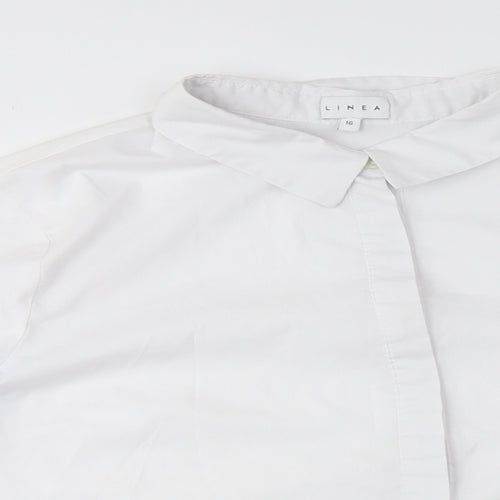 Linea Women's White Button-Up Shirt - Size 16, Workwear Elegant