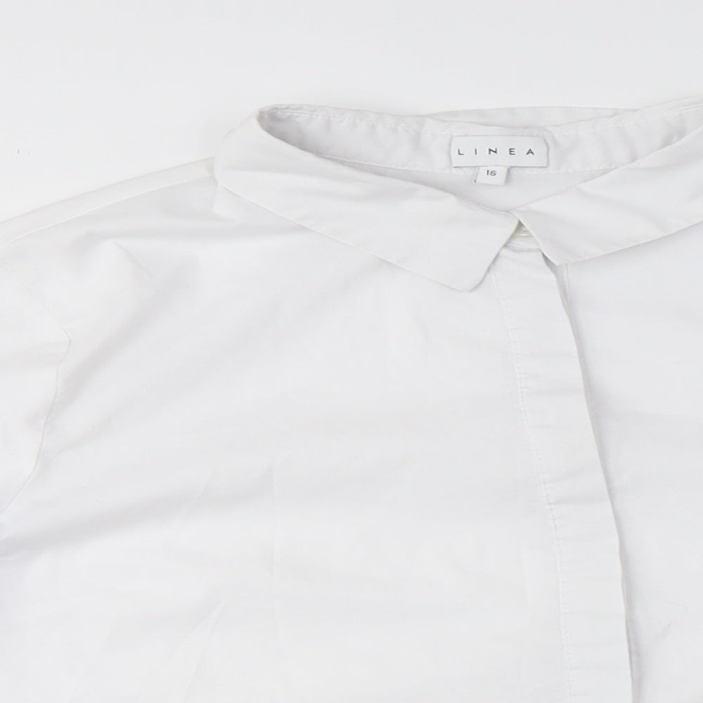 Linea Women's White Button-Up Shirt - Size 16, Workwear Elegant