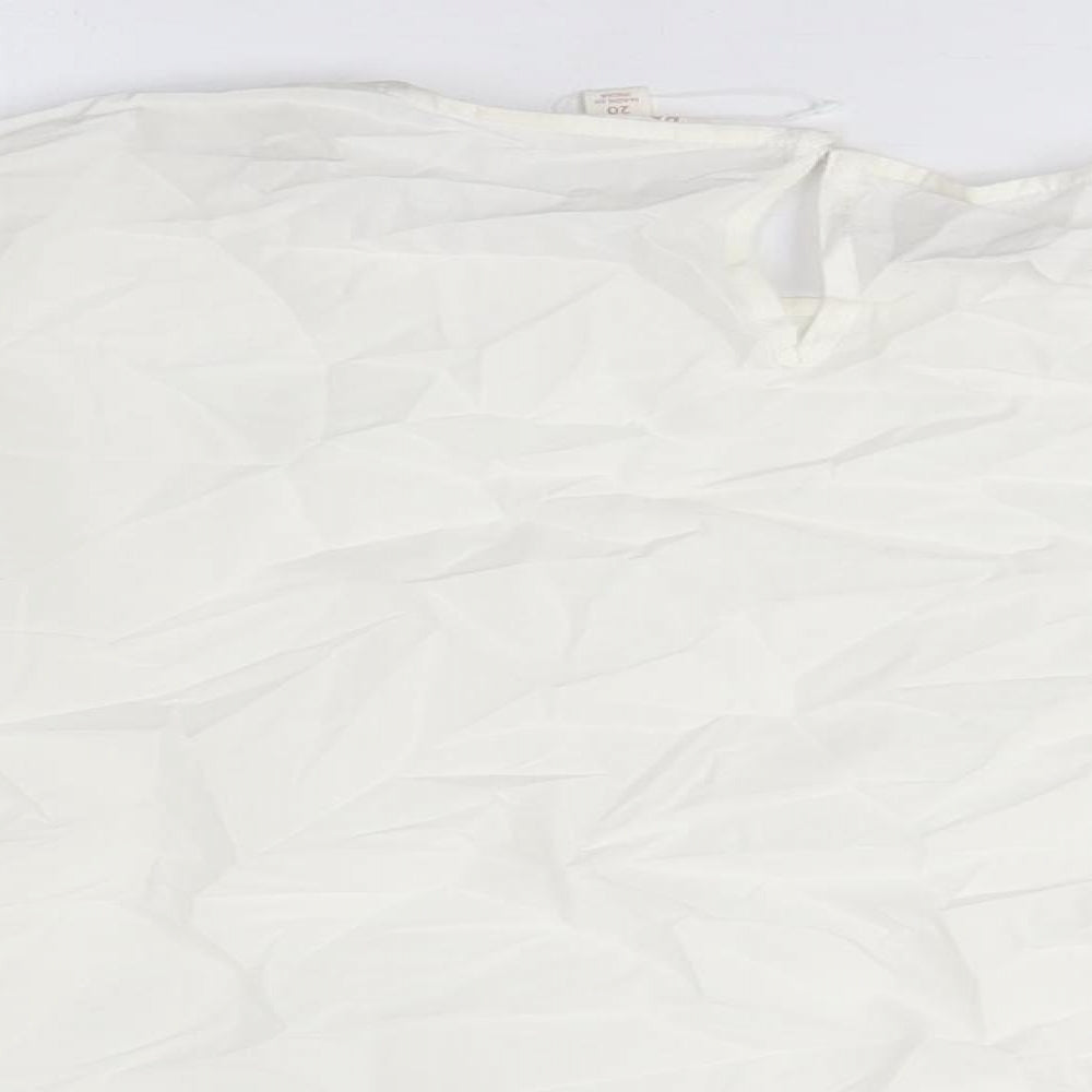 Women's Ivory Embroidered Blouse, Balloon Sleeves, Size 20