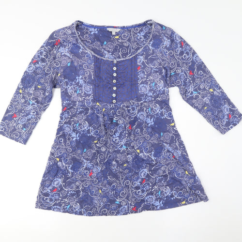 Popsoda Women's Blue Floral Tunic Blouse M