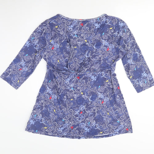 Popsoda Women's Blue Floral Tunic Blouse M