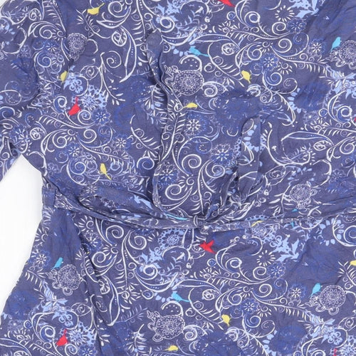 Popsoda Women's Blue Floral Tunic Blouse M