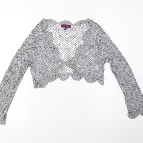 Début Women's Grey Crochet Shrug, Size M, Open-Knit