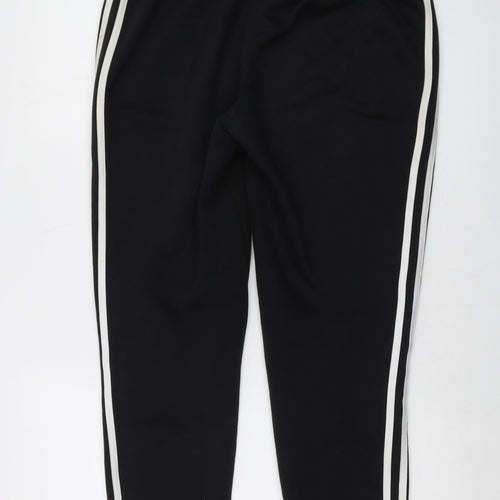 adidas Womens Black Cotton Sweatpants Trousers Size 12 L28 in Regular Drawstring