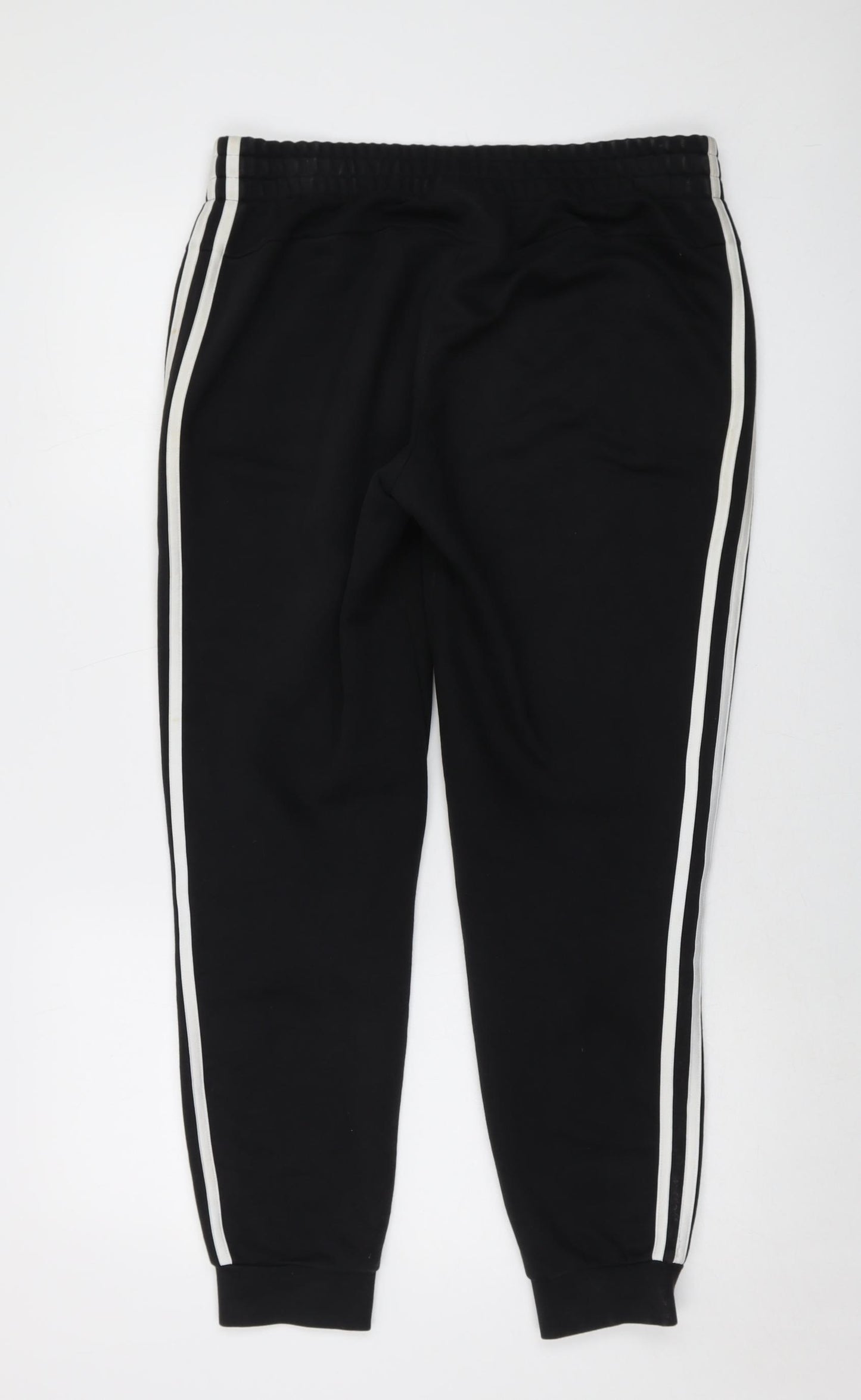 adidas Womens Black Cotton Sweatpants Trousers Size 12 L28 in Regular Drawstring