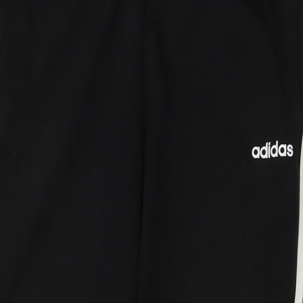 adidas Womens Black Cotton Sweatpants Trousers Size 12 L28 in Regular Drawstring