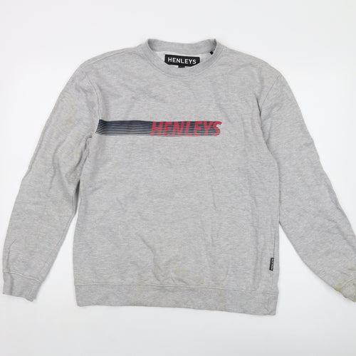 Henleys Mens Grey Cotton Pullover Sweatshirt Size S