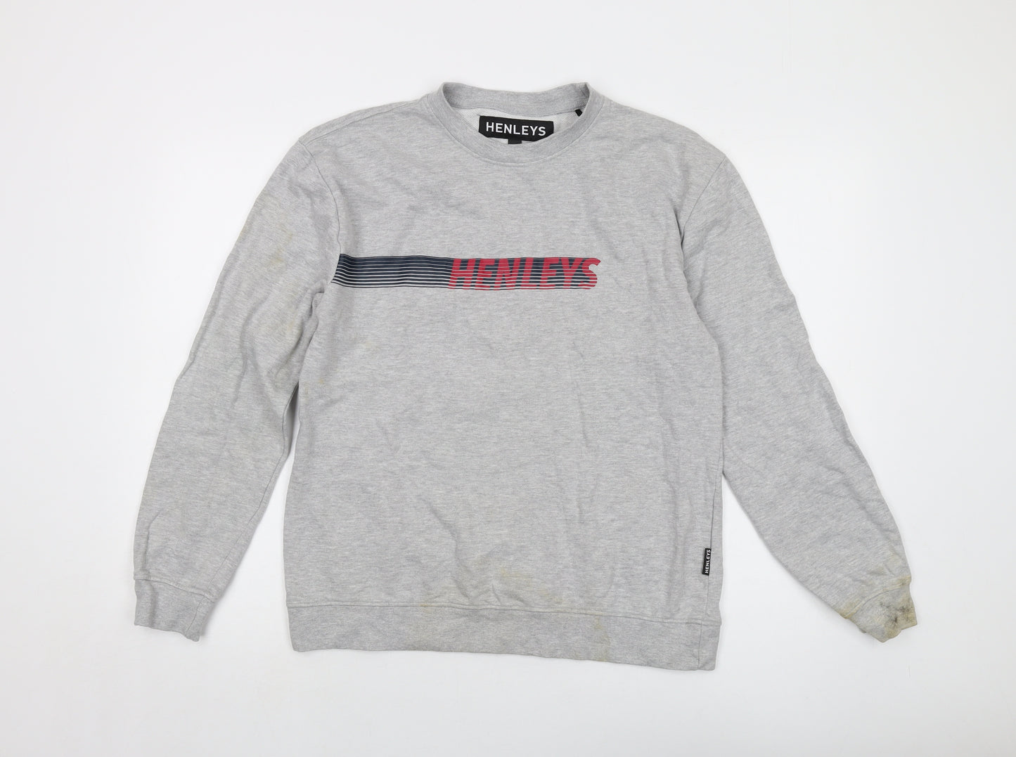 Henleys Mens Grey Cotton Pullover Sweatshirt Size S
