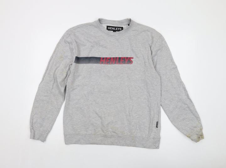 Henleys Mens Grey Cotton Pullover Sweatshirt Size S