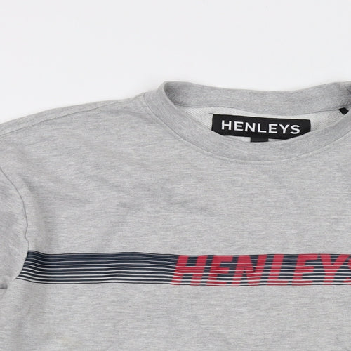 Henleys Mens Grey Cotton Pullover Sweatshirt Size S