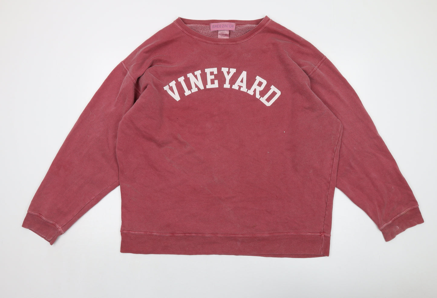 Breeznin' up Womens Pink Cotton Pullover Sweatshirt Size XL Pullover