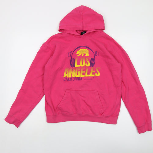 Los Angeles Womens Pink Cotton Pullover Hoodie Size XL Pullover