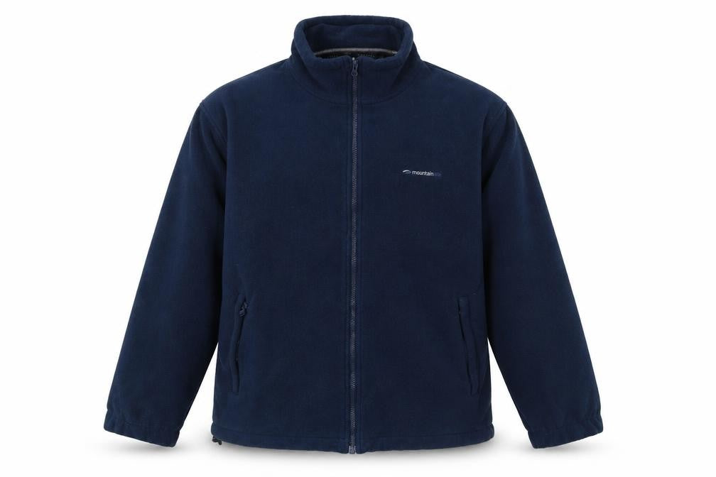 Front view of Mountain Life men’s black jacket, size L, zip