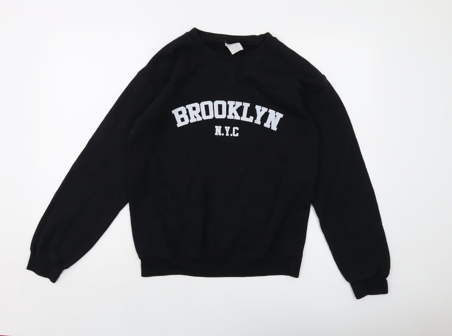 Brooklyn Womens Black Cotton Pullover Sweatshirt Size S Pullover