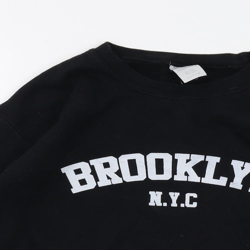 Brooklyn Womens Black Cotton Pullover Sweatshirt Size S Pullover