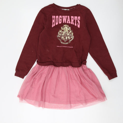 Harry Potter Girls Red Cotton A-Line Size 9-10 Years Crew Neck Pullover