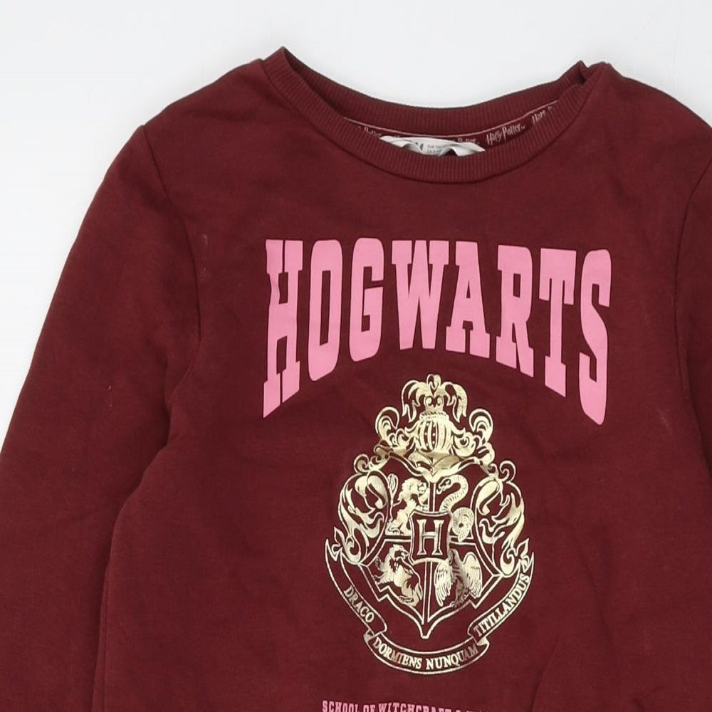 Harry Potter Girls Red Cotton A-Line Size 9-10 Years Crew Neck Pullover