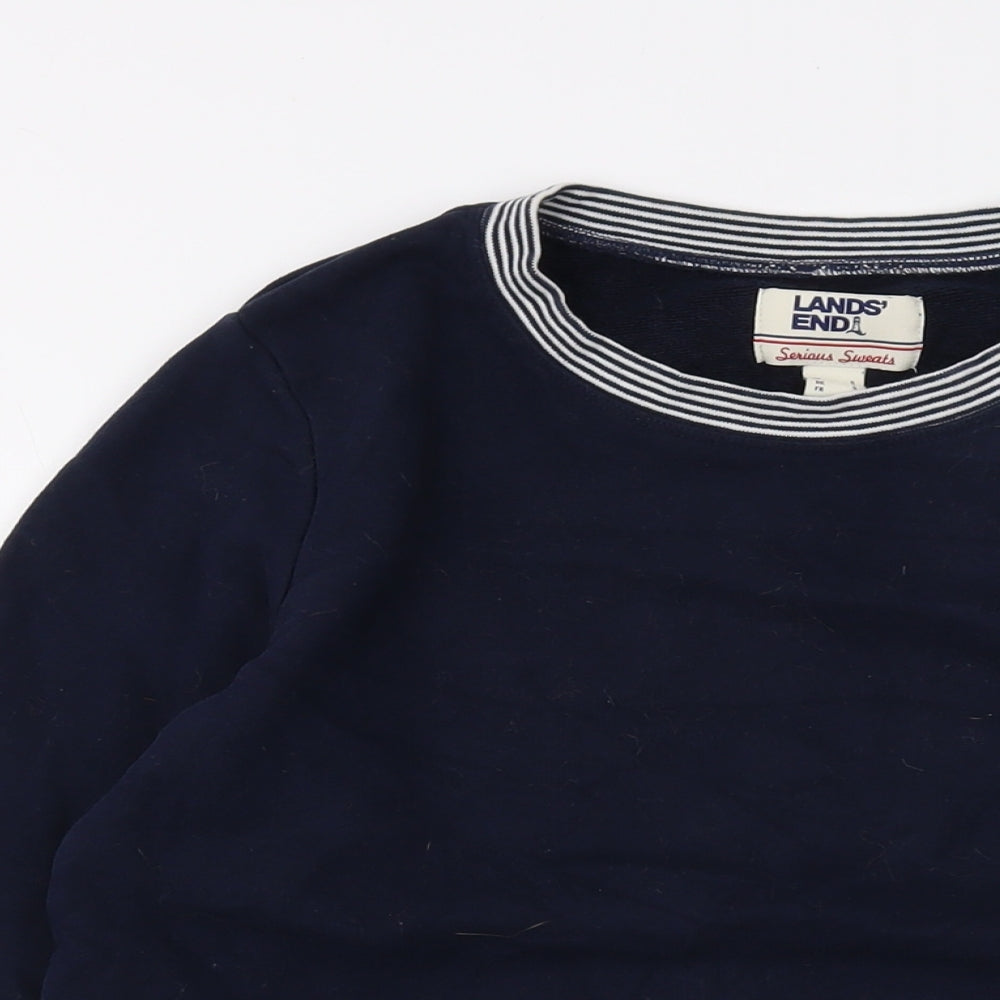 Lands' End Womens Blue Cotton Pullover Sweatshirt Size S Pullover