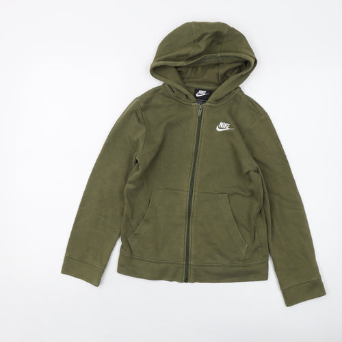 Nike Boys Green Otter Full Zip Hoodie Size 8-9 Years Zip