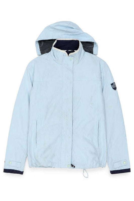 Front view of Backswing women’s blue jacket, size UK 12, zip