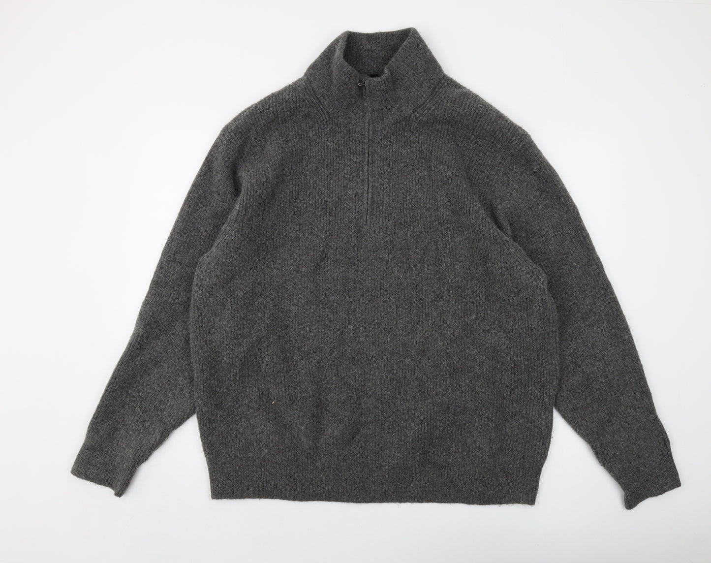 Uniqlo Mens Grey Mock Neck Acrylic Pullover Jumper Size 2XL Long Sleeve