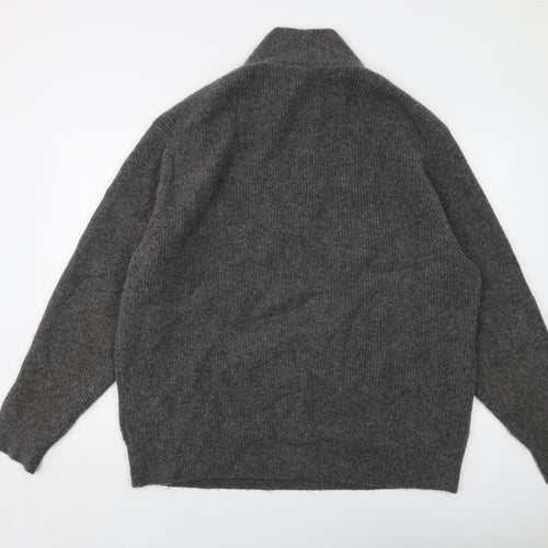 Uniqlo Mens Grey Mock Neck Acrylic Pullover Jumper Size 2XL Long Sleeve