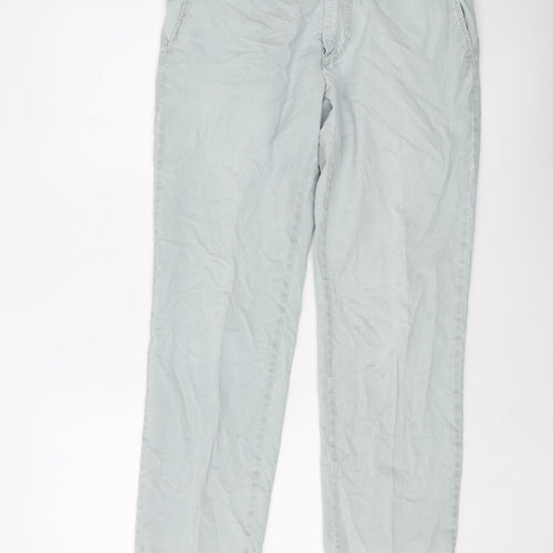 Mayer Mens Blue Cotton Trousers Size 32 in L32 in Regular Button