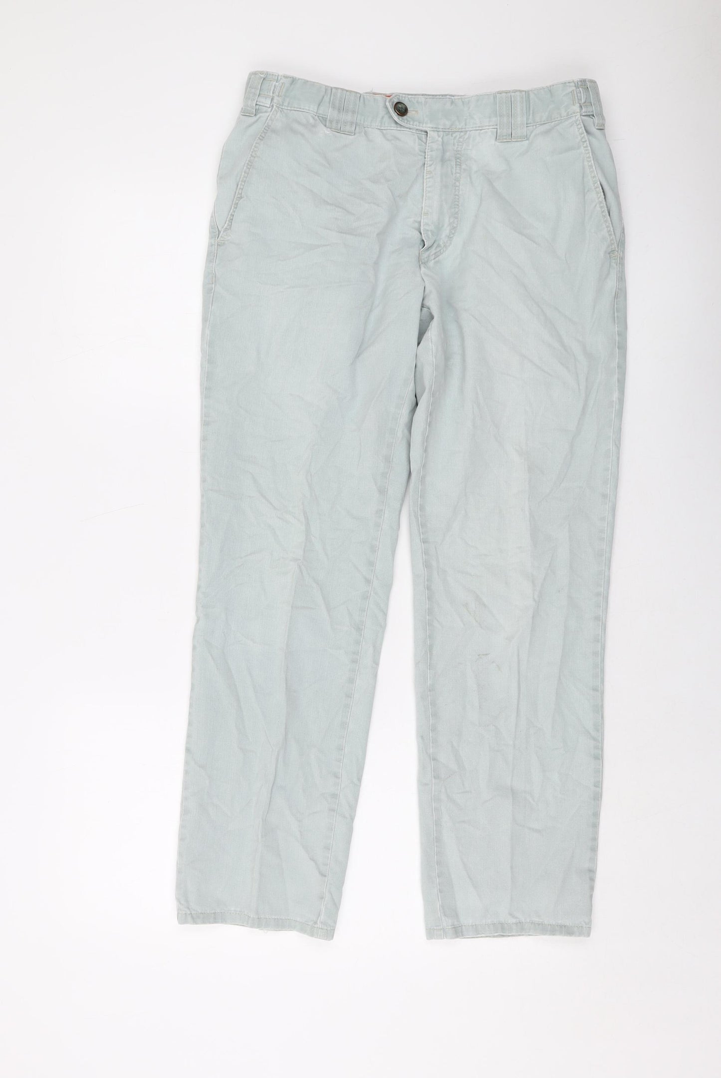 Mayer Mens Blue Cotton Trousers Size 32 in L32 in Regular Button