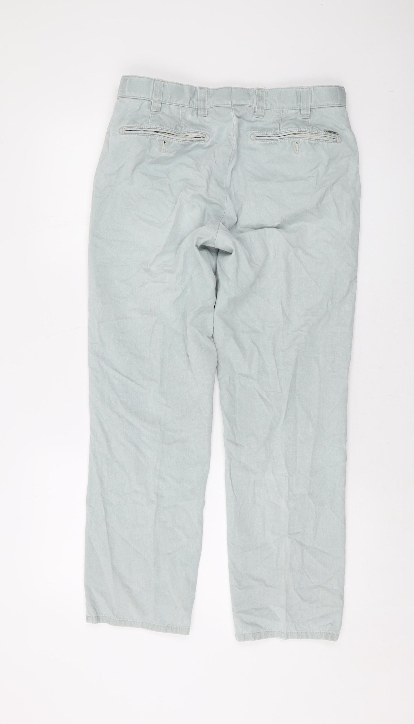 Mayer Mens Blue Cotton Trousers Size 32 in L32 in Regular Button