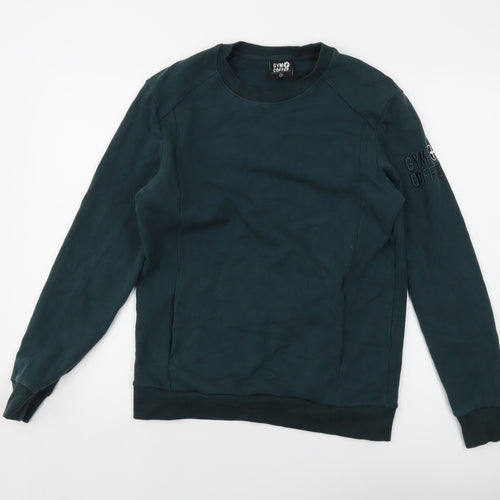 Gym Coffe Mens Green Cotton Pullover Sweatshirt Size S