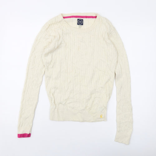 Joules Womens Ivory Crew Neck Viscose Pullover Jumper Size 12