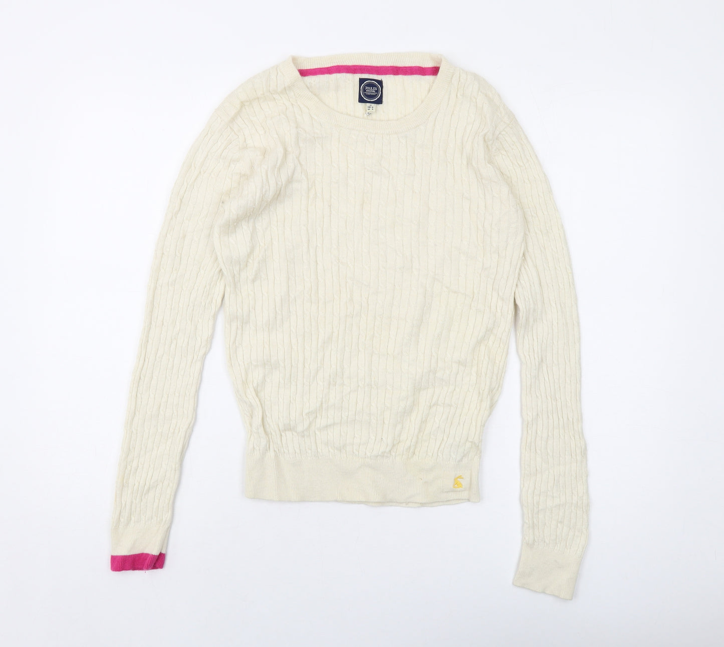 Joules Womens Ivory Crew Neck Viscose Pullover Jumper Size 12