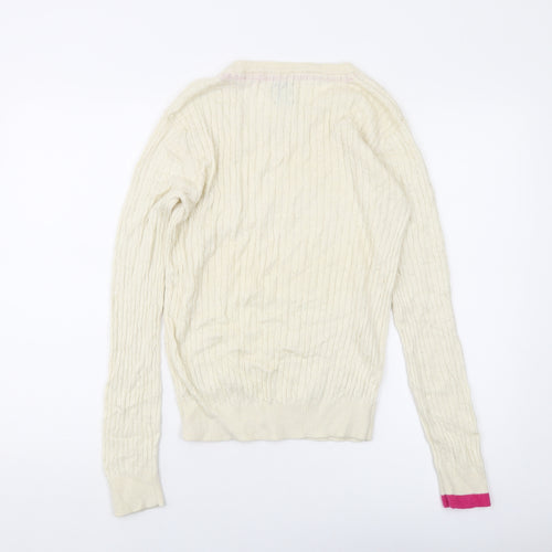 Joules Womens Ivory Crew Neck Viscose Pullover Jumper Size 12