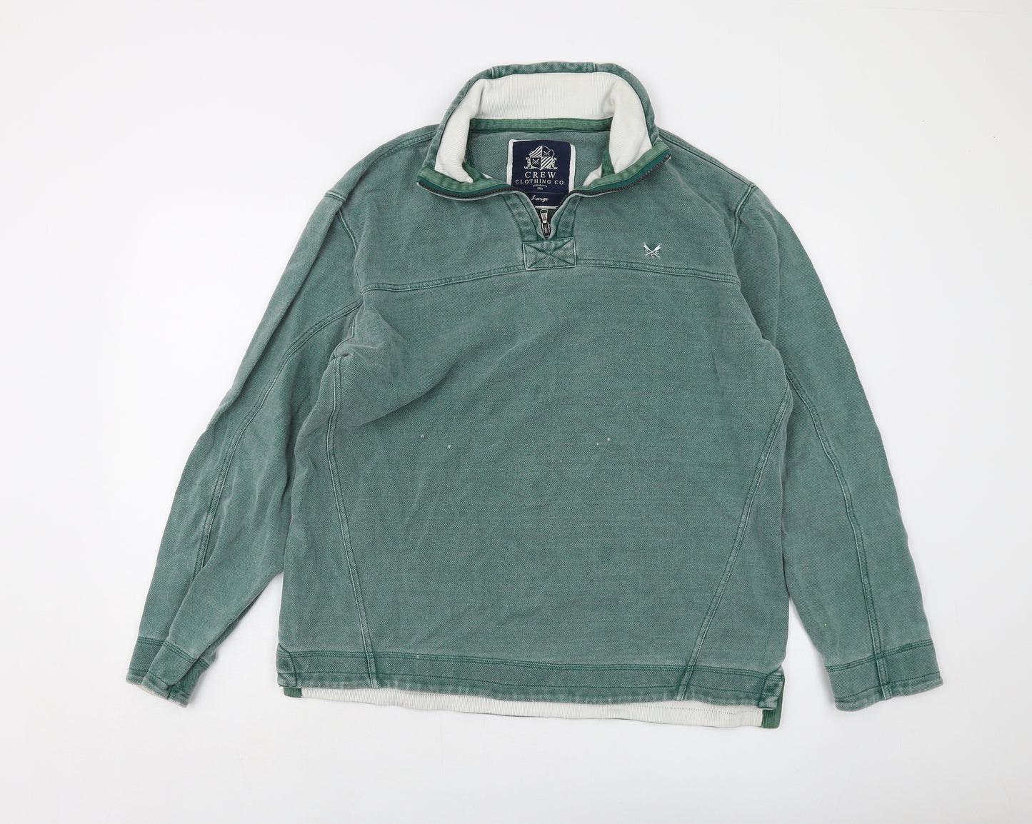 Crew Clothing Mens Green Cotton Pullover Sweatshirt Size L