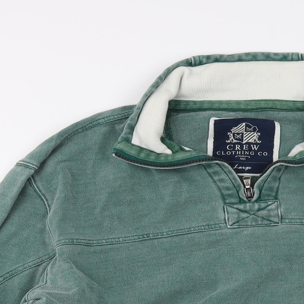 Crew Clothing Mens Green Cotton Pullover Sweatshirt Size L