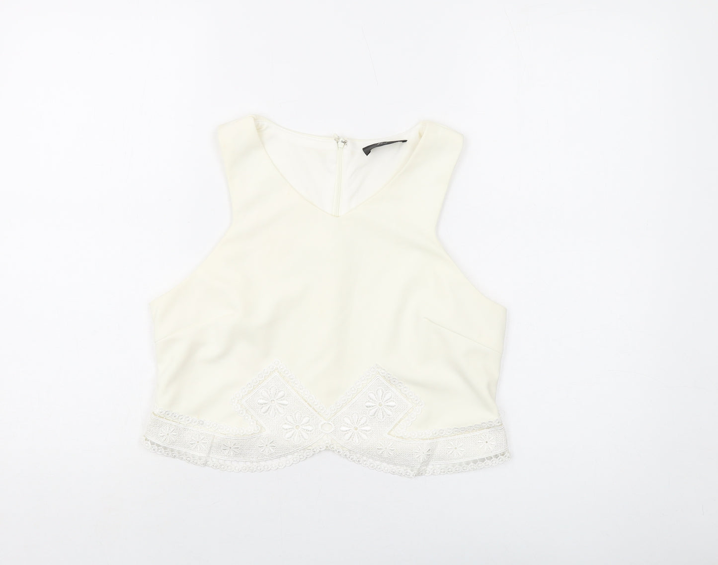 AX Paris Womens Ivory Polyester Basic Tank Size 14 V-Neck