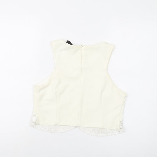 AX Paris Womens Ivory Polyester Basic Tank Size 14 V-Neck