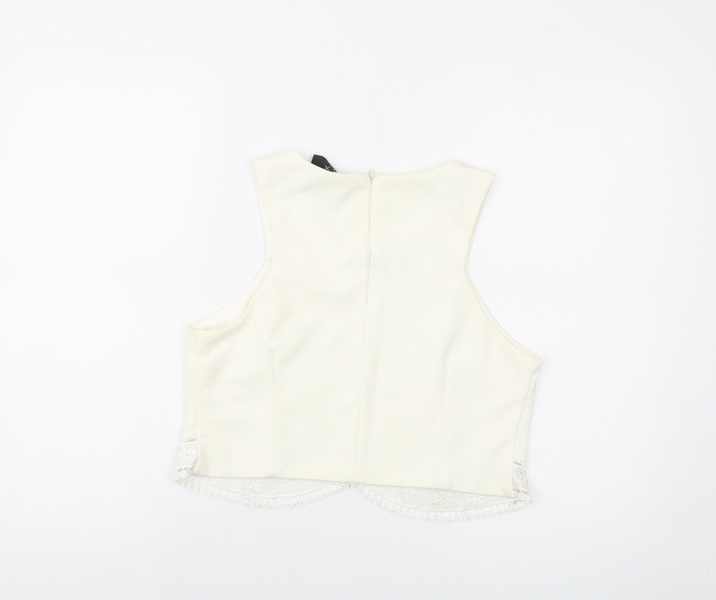AX Paris Womens Ivory Polyester Basic Tank Size 14 V-Neck
