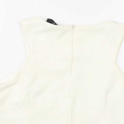 AX Paris Womens Ivory Polyester Basic Tank Size 14 V-Neck