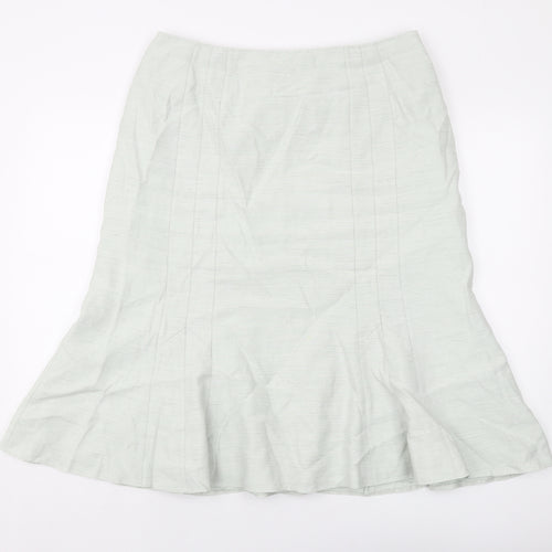 Jacques Vert Womens Green Polyester Flare Skirt Size 16 Zip